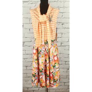 Unique Vintage Dress Women M Gingham Bugs Bunny Looney Tune Embroidered colorful